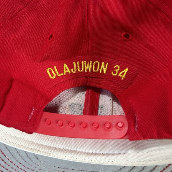 Vintage Houston Rockets Hakeem Oaljuwon‎ Hat NEW Snapback NBA AJD Red Wool USA - Picture 2 of 8